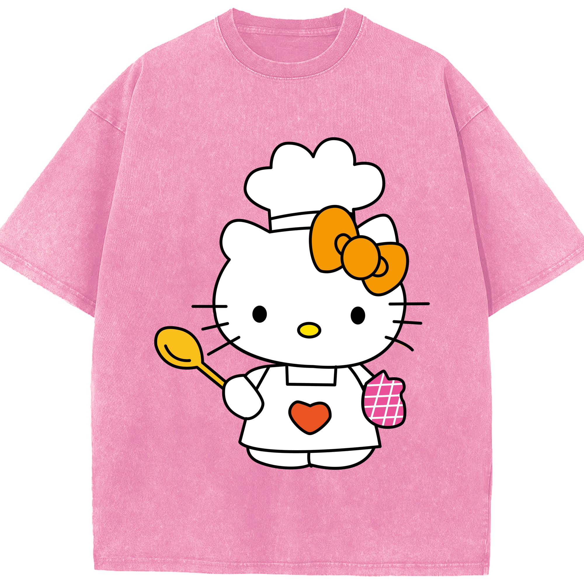 （画像用） Hello Kitty ハローキティ 綿100% ヴィンテージ風 半袖Tシャツ（フロントプリント）
